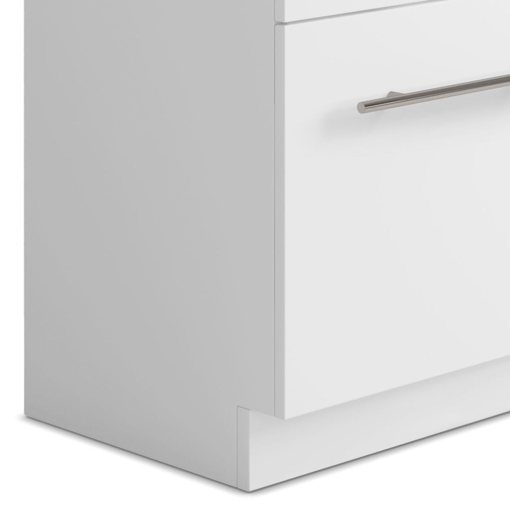 White Laundry Cabinet with Stainless Steel Sink and Faucet