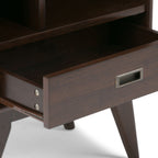 Mid Century Wide Bookcase with Storage Drawers - Multiple Colors