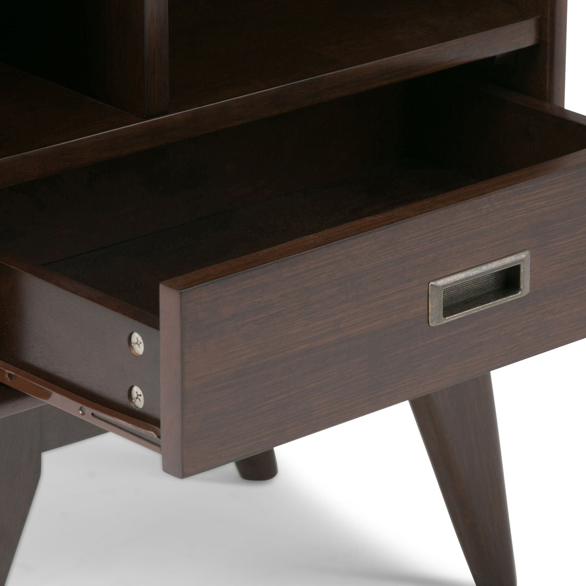 Mid Century Wide Bookcase with Storage Drawers - Multiple Colors