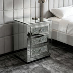 3 Drawer Nightstand with Glass Accents - Silver