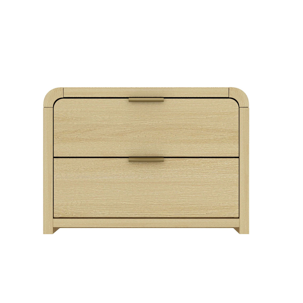 Modern Minimalist Solid Wood Nightstand with Two Drawers - Light Brown or Black