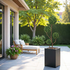 4ft Tall Artificial Boxwood Topiary Tree with Sturdy Planter - Green