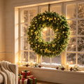 48-Inch Pre-Lit Crestwood Spruce Artificial Christmas Wreath with 8 Lighting Modes - Green