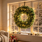 48-Inch Pre-Lit Crestwood Spruce Artificial Christmas Wreath with 8 Lighting Modes - Green