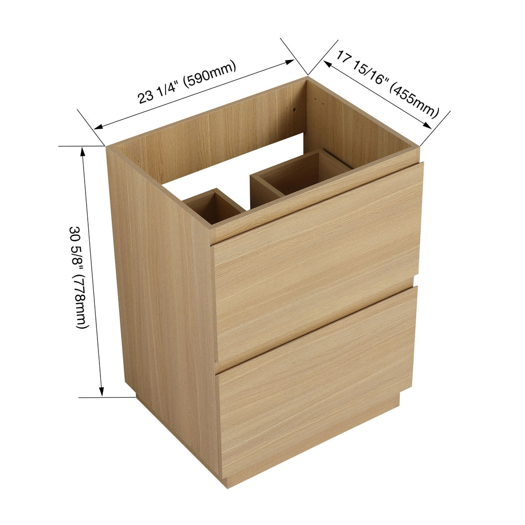 Modern Freestanding Bathroom Vanity Cabinet with Double Drawer - Light Brown or Dark Brown