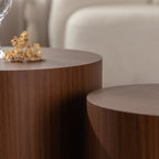 Nesting Coffee Table Set of 2 Round Wooden Tables with Space-Saving Design - Multiple Colors