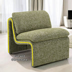 Curved Shape Accent Chair with Premium Fabric Upholstery - Beige or Green
