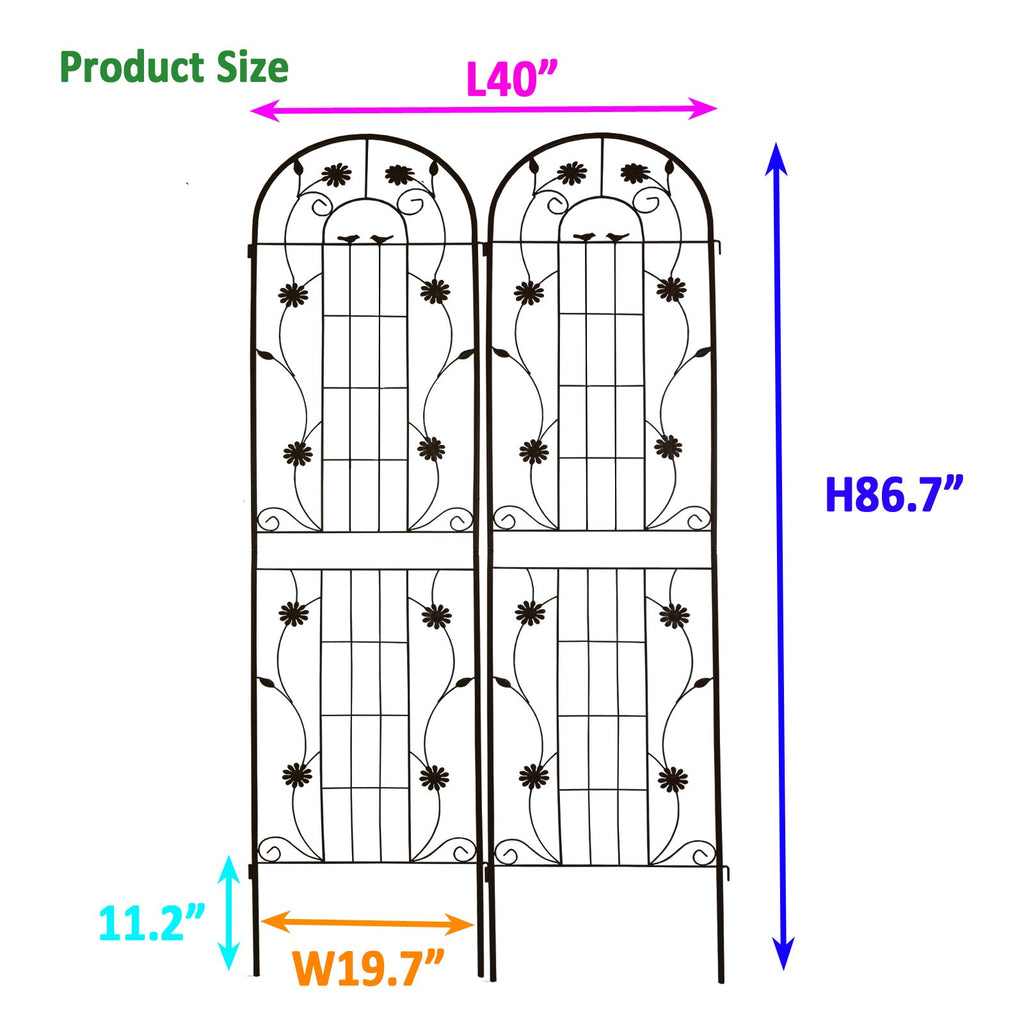 Metal Garden Trellis 2 Pack with Rustproof Finish – Black or Brown