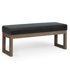 Milltown Large Ottoman Bench with Solid Wood Frame - Midnight Black