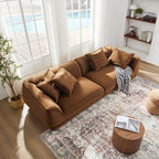 Nordic Modern Sofa With Removable Pillowcase and High Density Sponge - Dark Brown