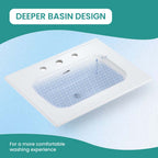 Glossy White Ceramic Integrated Sink with Seamless Design - White