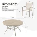 Sandstone 7-Piece Patio Dining Set with Metal Table - Waterproof Seats