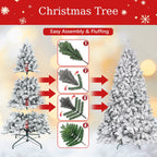 4FT Flocked Christmas Tree with Pine Cones and Snowy PVC Design
