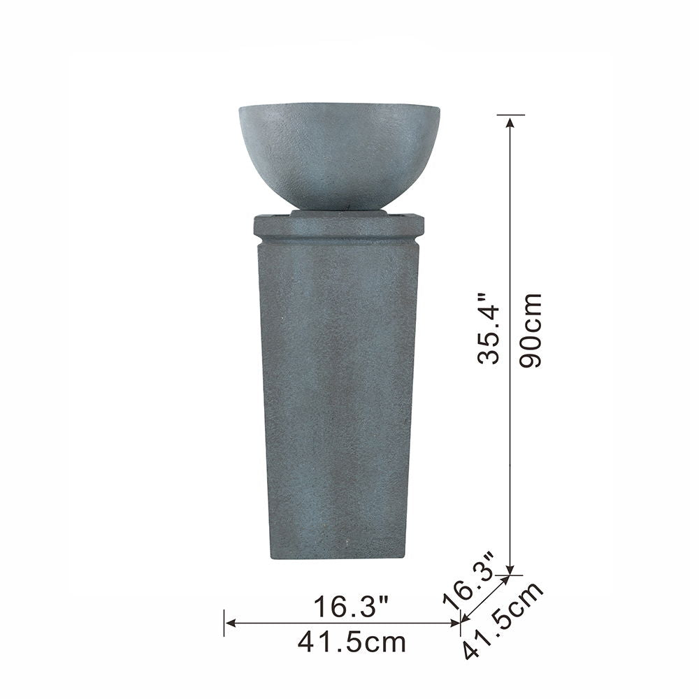 Zen Bowl Outdoor Water Fountain with Relaxing Water Feature - Dark Gray