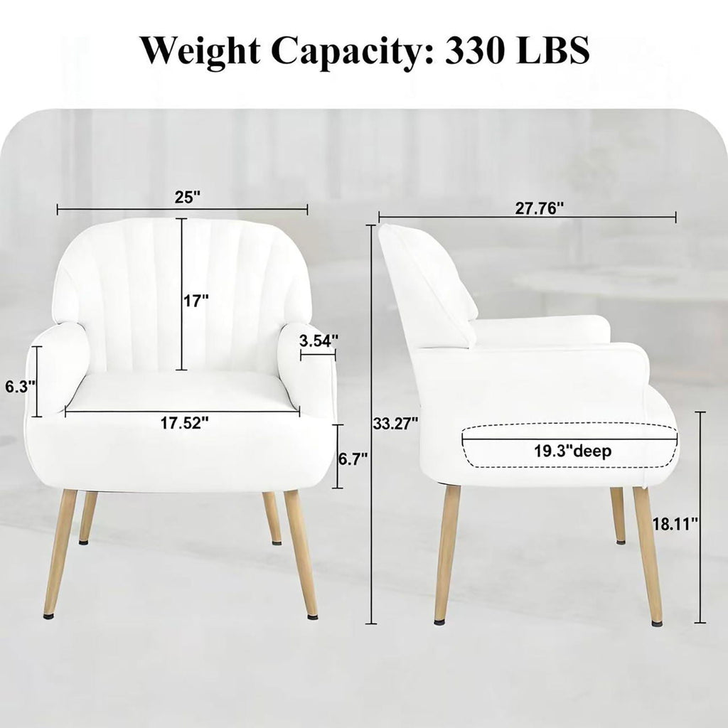Upholstered Accent Armchair with Shell-Shaped Design - Multiple Colors