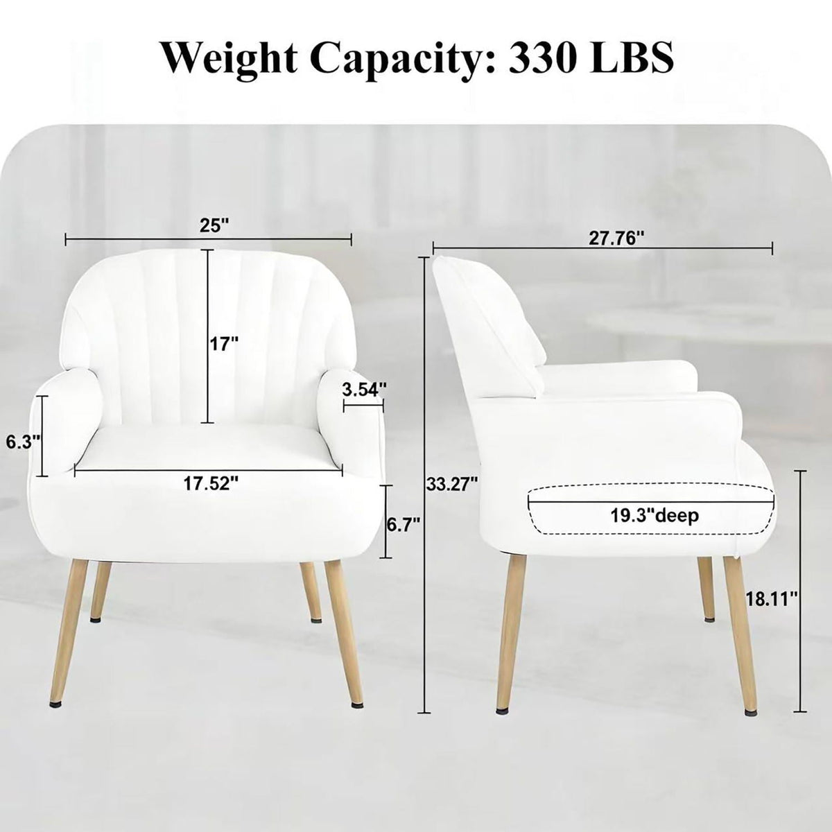 Upholstered Accent Armchair with Shell-Shaped Design - Multiple Colors
