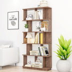 5 Tier Open Bookshelf with Adjustable Storage - Dark Brown
