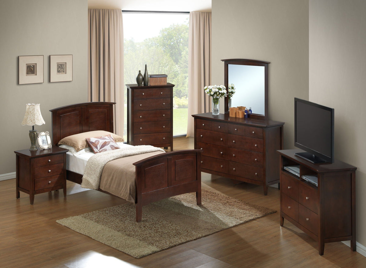 Elegant Panel Bed with Real Wood Veneers - Multiple Colors