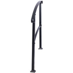 Black Wrought Iron Outdoor Step Handrail with Flexible Installation - Fits 1 to 3 Steps