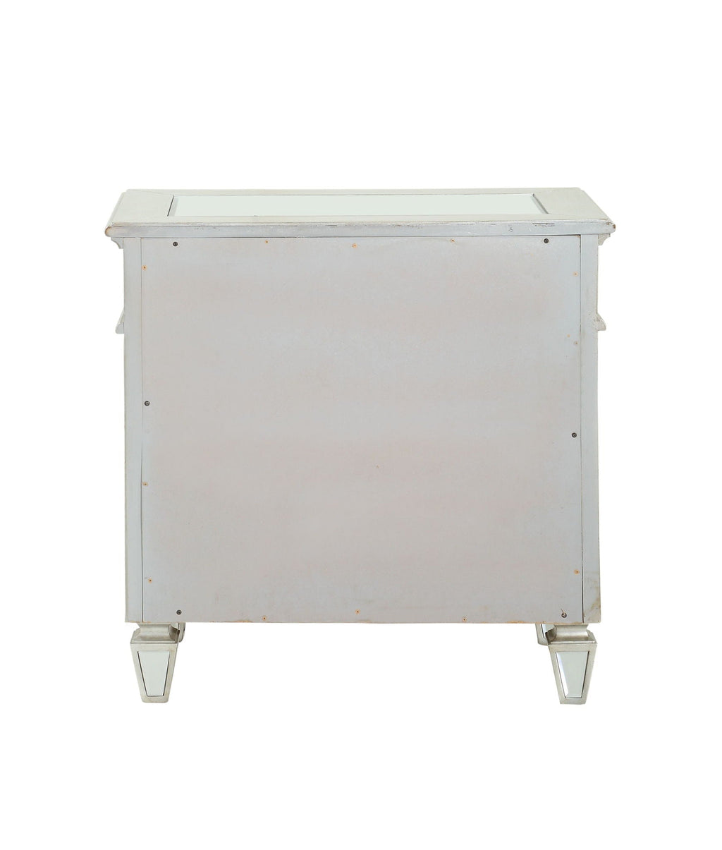 Mirrored Nightstand with Felt-Lined Drawer - Silver