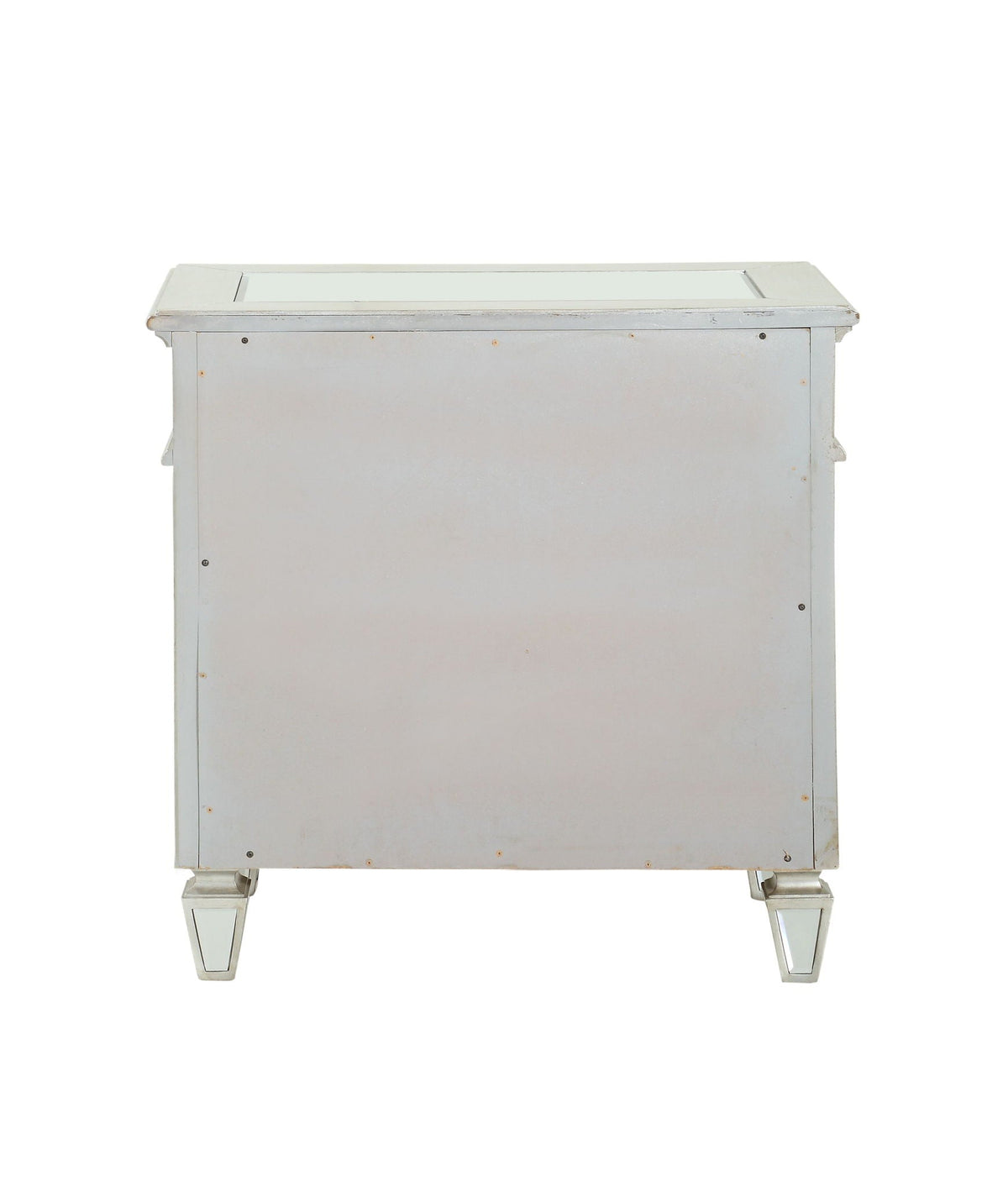 Mirrored Nightstand with Felt-Lined Drawer - Silver