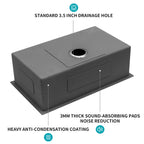 Black Undermount Kitchen Sink with Soundproof Pads - Stainless Steel