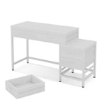 Computer Desk with Reversible 5 Drawer Storage - White or Light Brown