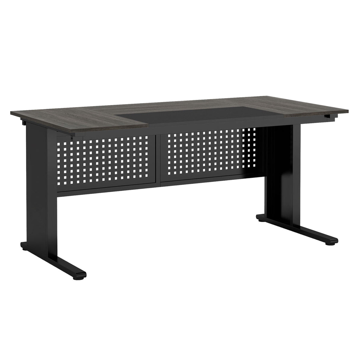 L-Shaped Executive Desk with File Cabinet and Storage Drawers - Light Brown or Dark Gray