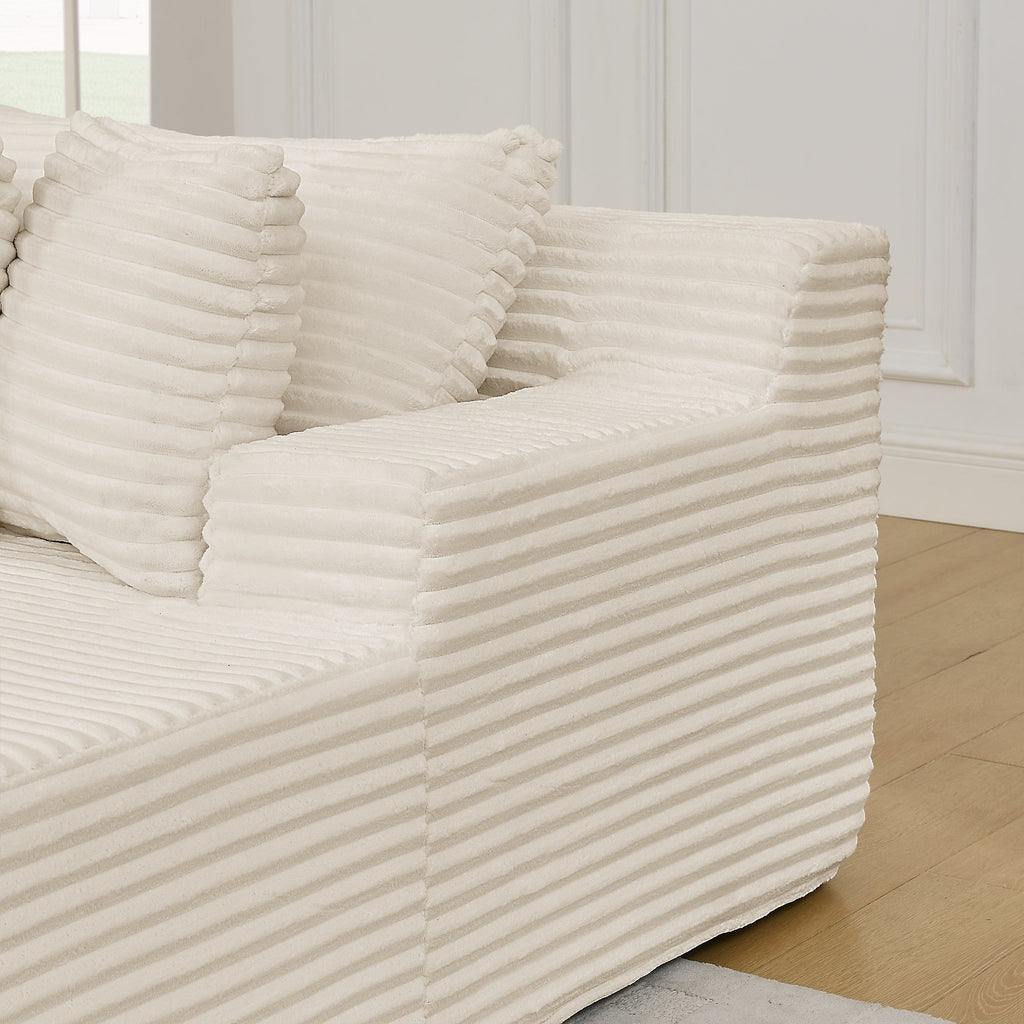 Two-Seater Lazy Sofa Lounge Chair with High-Density Foam - Beige
