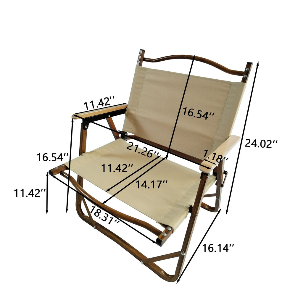 Foldable Portable Chair Set with Armrests - Brown