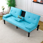 Foldable Sofa Bed with Cup Holder and Solid Wood Frame - Multiple Colors