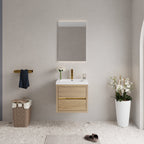 24" Wall-Mounted Bathroom Vanity with Stone Resin Sink - Light Wood