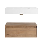 Wall Mounted Bathroom Vanity with Resin Sink and Soft Close Drawer - Imitative Oak