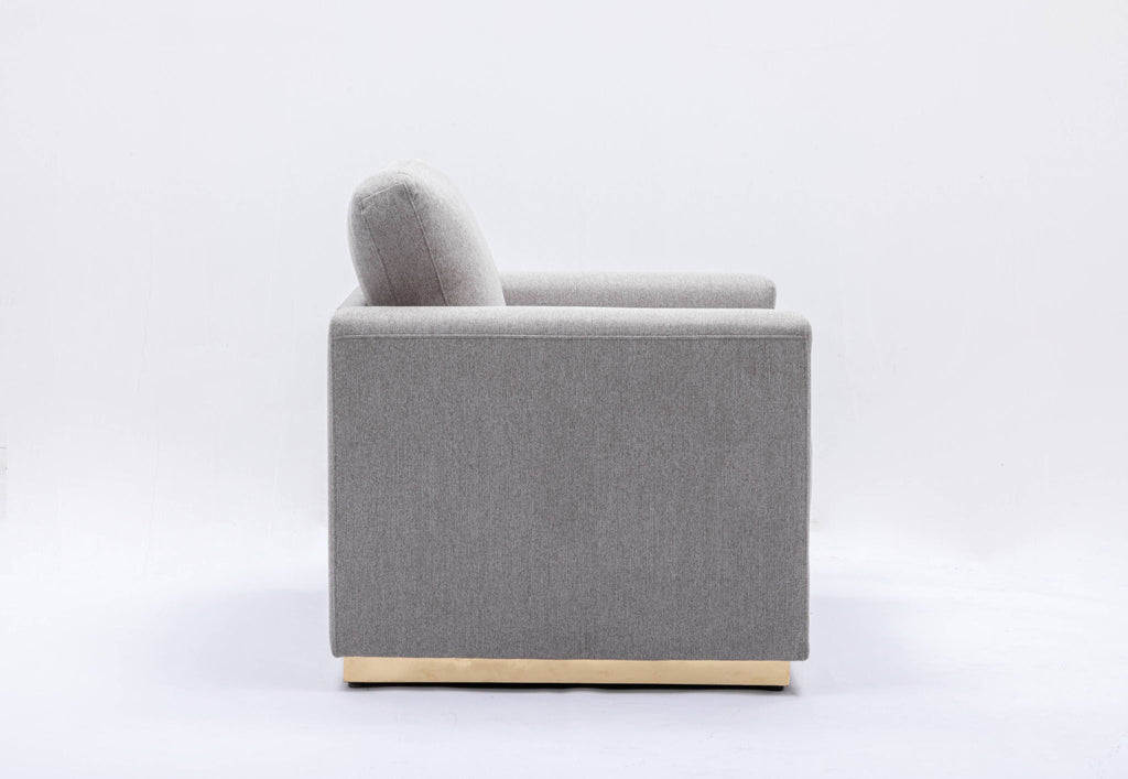 Gray Linen Stationary Sofa with Wood Frame - 77" Wide