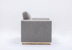 Gray Linen Stationary Sofa with Wood Frame - 77" Wide