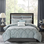 12 Piece Blue King Comforter Set with Cotton Bed Sheets