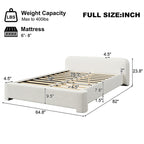 Cozy Bouce Upholstered Bed with Boucle Fabric - White