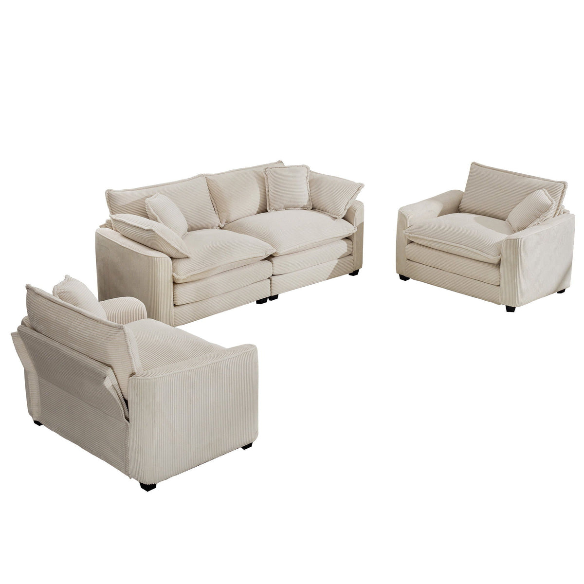 Oversized Deep-Seat Fabric Sofa & Chair Sets