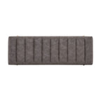 Luxury Upholstered Ottoman Bench with Channel Tufting and Metal Base - Gray
