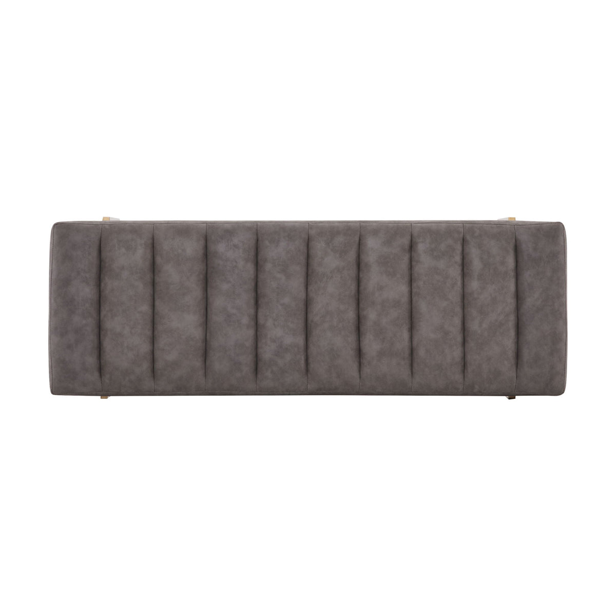 Luxury Upholstered Ottoman Bench with Channel Tufting and Metal Base - Gray