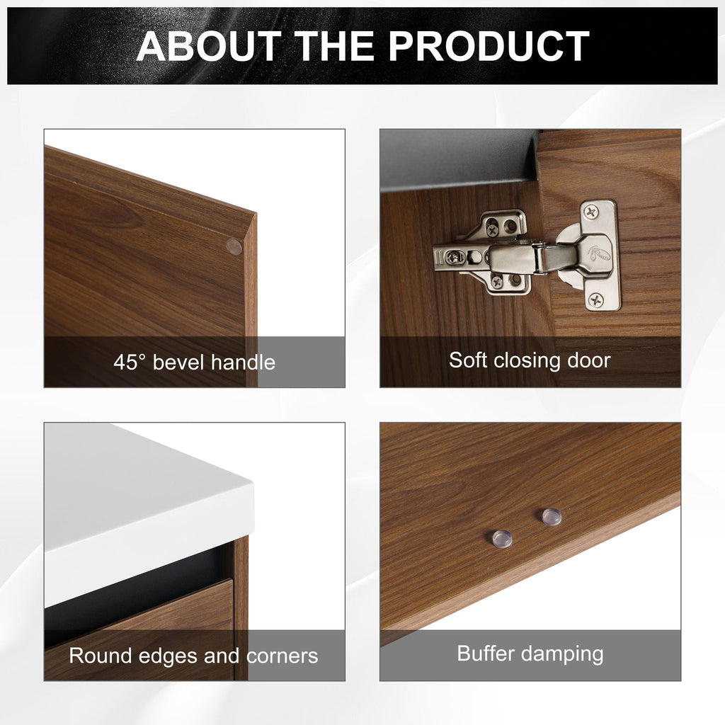 Bathroom Vanity Set with Resin Countertop Sink - Dark Brown