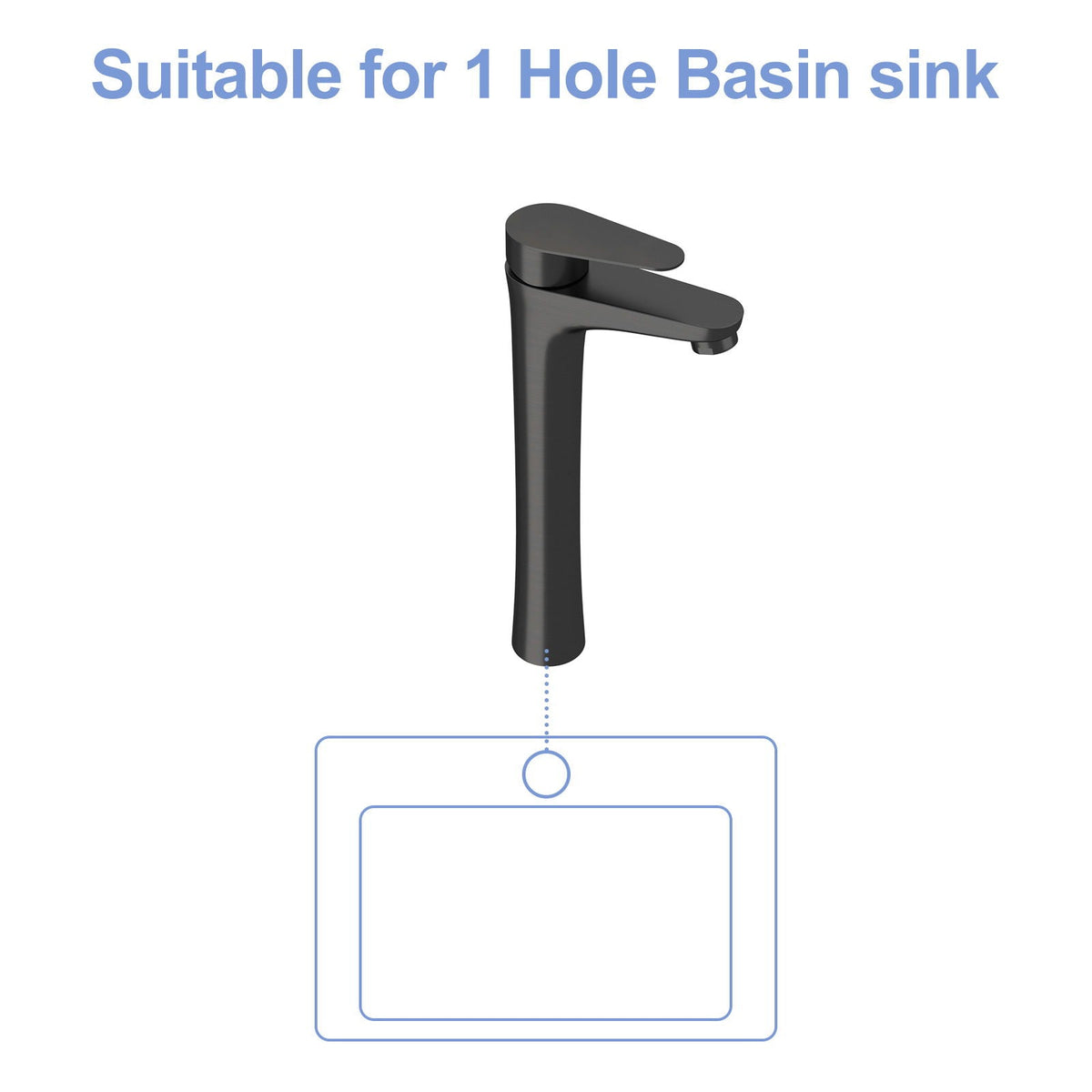 Single Handle Vessel Sink Faucet with Tall Spout - Gray or Black