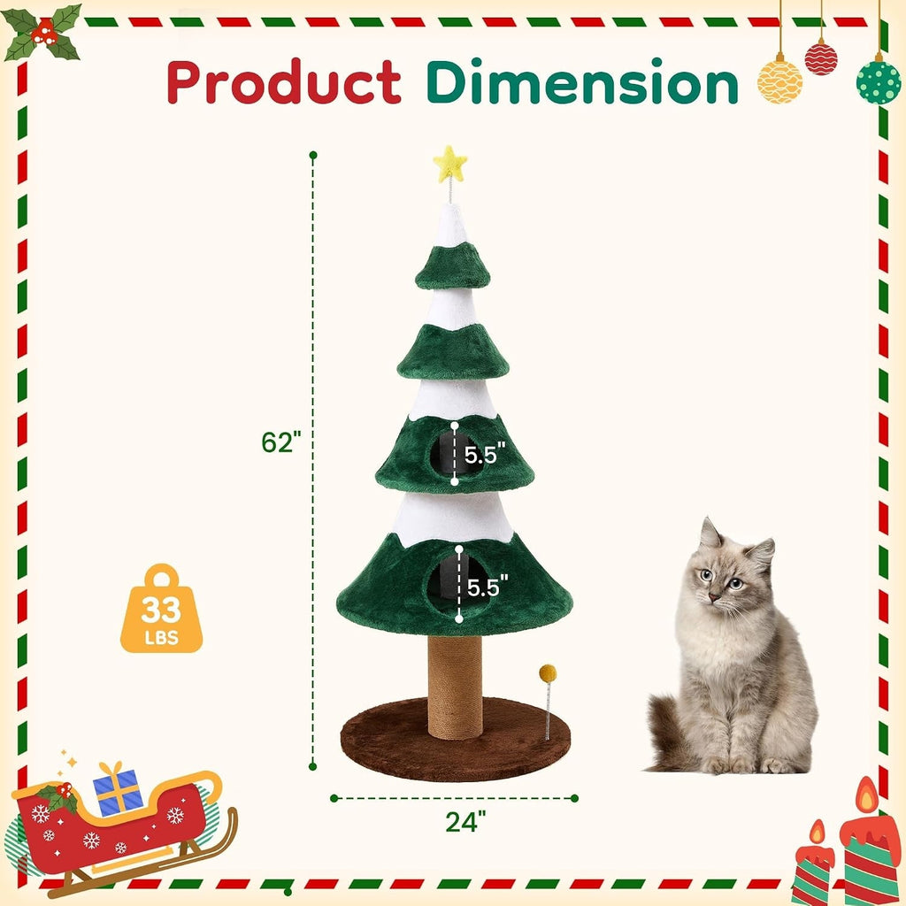 62" Cat Tree with Heavy Duty Base - Multi-Level Cat Furniture