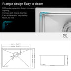 Modern Undermount Stainless Steel Kitchen Sink 16 Gauge, Deep Single Bowl - Gray