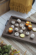 White Velvet Pumpkin Set with Mesh Bag - Sculptures & Figurines