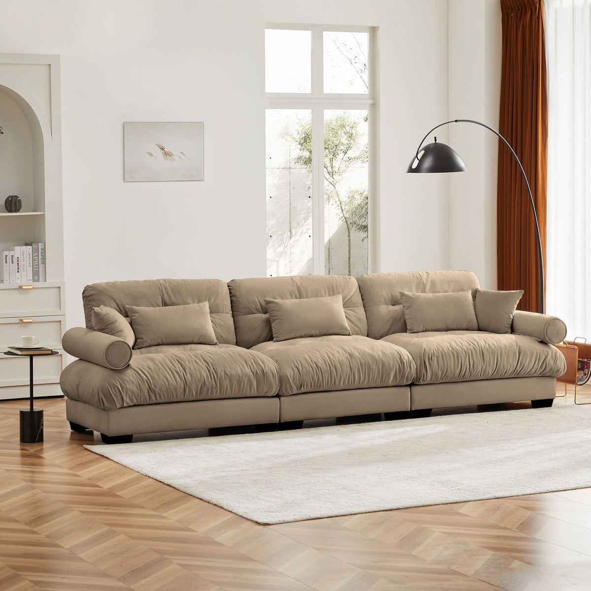 Modern Oversize Sofa with Cloud-Like Comfort - Fabric Stationary Sofa