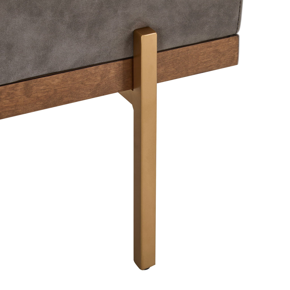 Luxury Upholstered Ottoman Bench with Channel Tufting and Metal Base - Gray