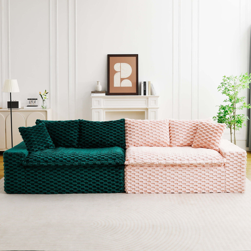 Luxury Multifunctional Sofa for Living Room with Adjustable Layout - Black, Dark Green, White, Pink
