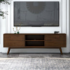 Modern TV Stand Up To 72" with Solid Wood Construction - White or Dark Brown