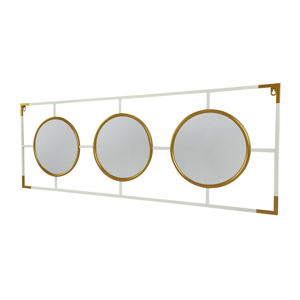 Rectangular 3-Piece Wall Mirror with Iron Frame - Gold or White